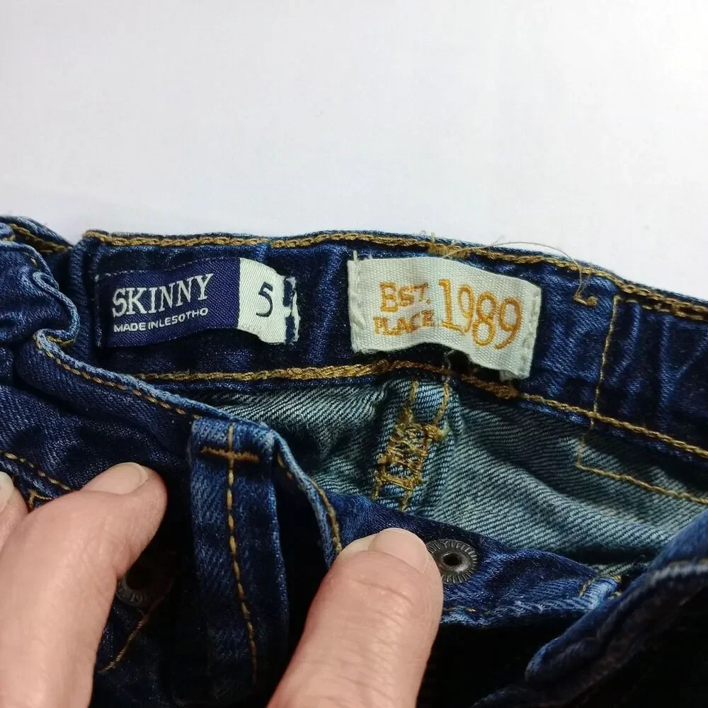 The Children's Place Skinny Jeans Adjstble Waist Denim Pants Cotton Dark Boys 5